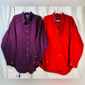 Ralph Lauren Polo Blake Corduroy Button Down Shirt XL Red & Burgundy Lot 2